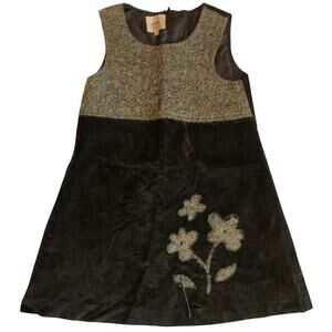 Les Enfants Chic Gray Black Velvet Sleeveless Dress Girls Size 5-6